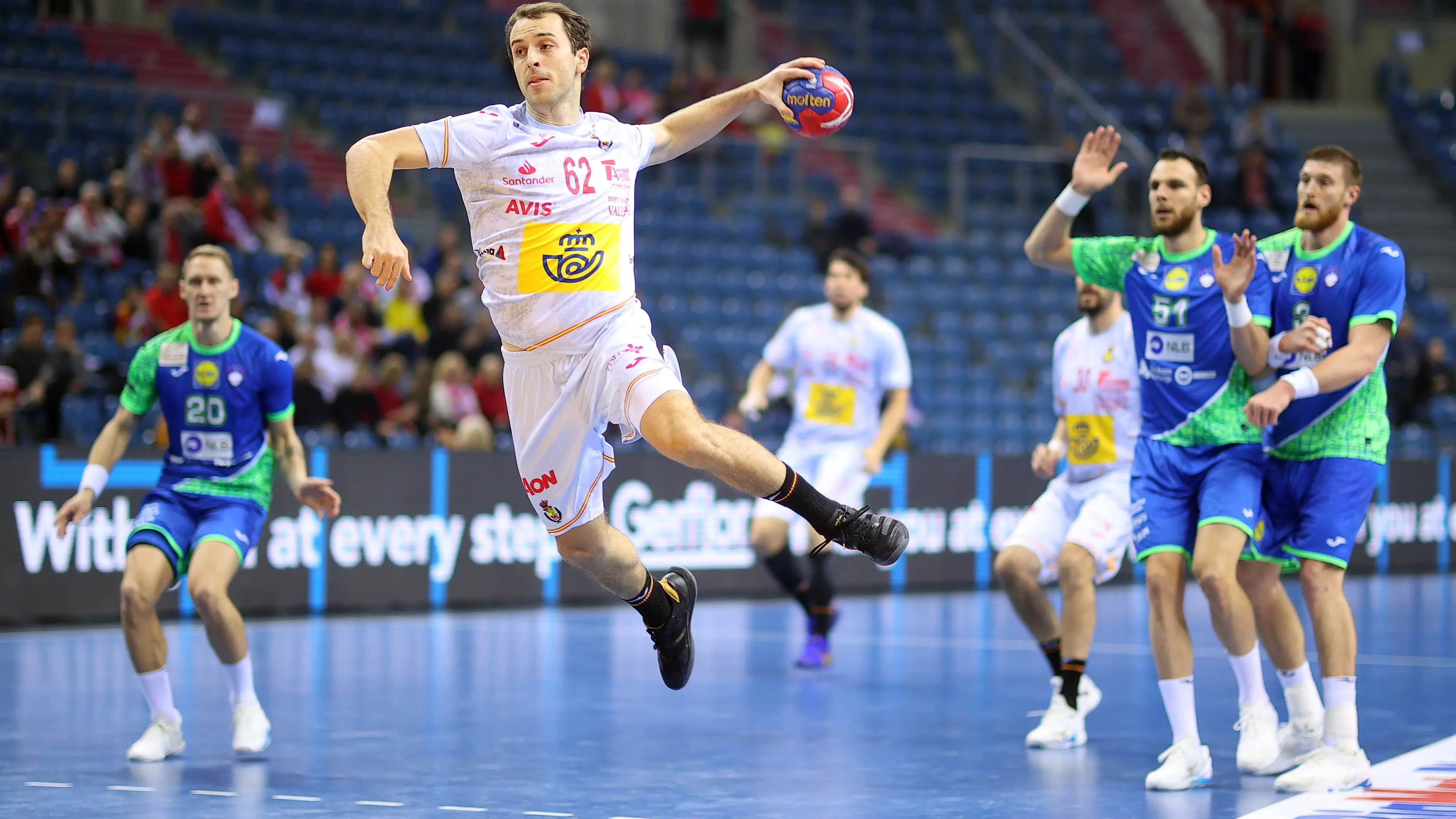 Un momento del España vs Eslovenia del Mundial de balonmano Un momento del España vs Eslovenia del Mundial de balonmano