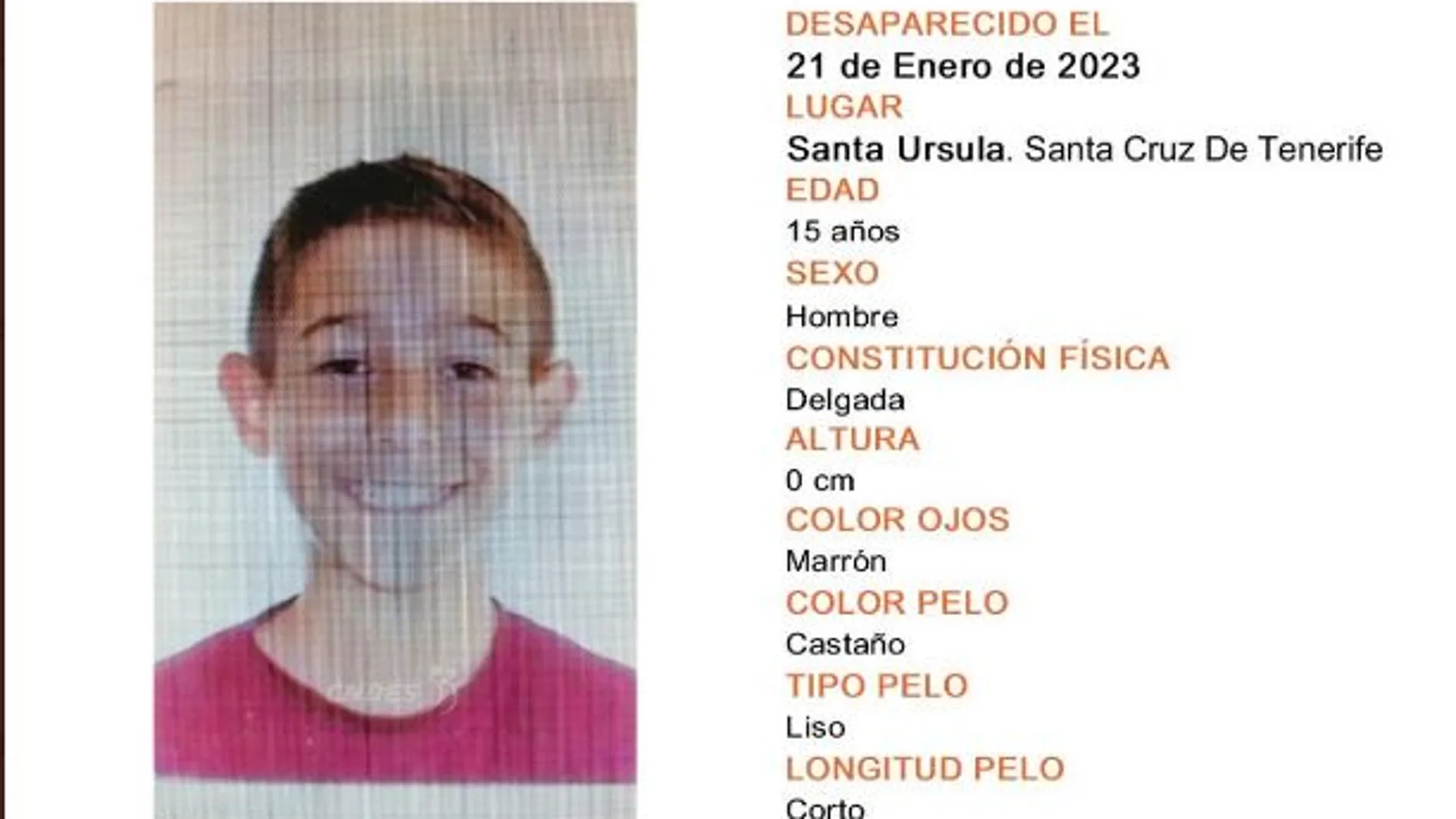 El menor desaparecido en Tenerife 