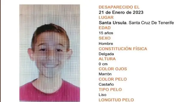 El menor desaparecido en Tenerife El menor desaparecido en Tenerife