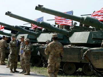 Vista de tanques Abrams de EEUU, en una fotografía de archivo