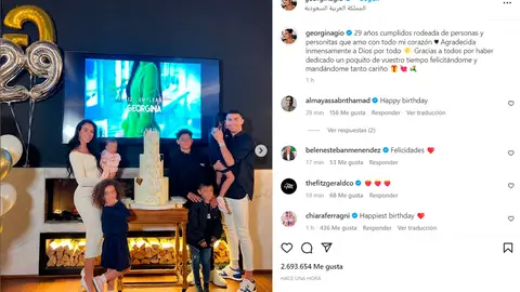 Captura de pantalla del cumpleaños de Georgina Rodríguez Captura de pantalla del cumpleaños de Georgina Rodríguez