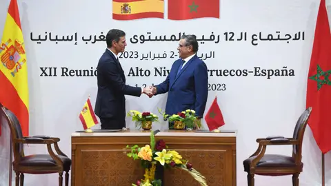 El presidente del Gobierno, Pedro Sánchez y el jefe de Gobierno del Reino de Marruecos, Aziz Ajanuch El presidente del Gobierno, Pedro Sánchez y el jefe de Gobierno del Reino de Marruecos, Aziz Ajanuch