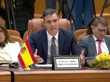 El presidente del Gobierno español, Pedro Sánchez, durante la cumbre en Rabat El presidente del Gobierno español, Pedro Sánchez, durante la cumbre en Rabat