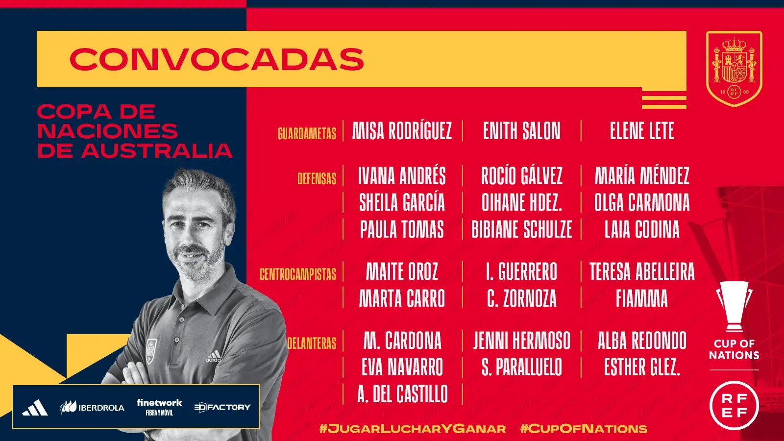 Lista de 25 jugadoras convocadas por Jorge Vilda para la Copa de Naciones Lista de 25 jugadoras convocadas por Jorge Vilda para la Copa de Naciones