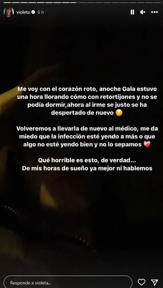 Violeta Mangriñán, afectada por su hija Gala