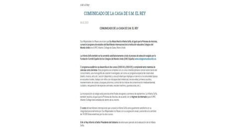 Comunicado Casa Real