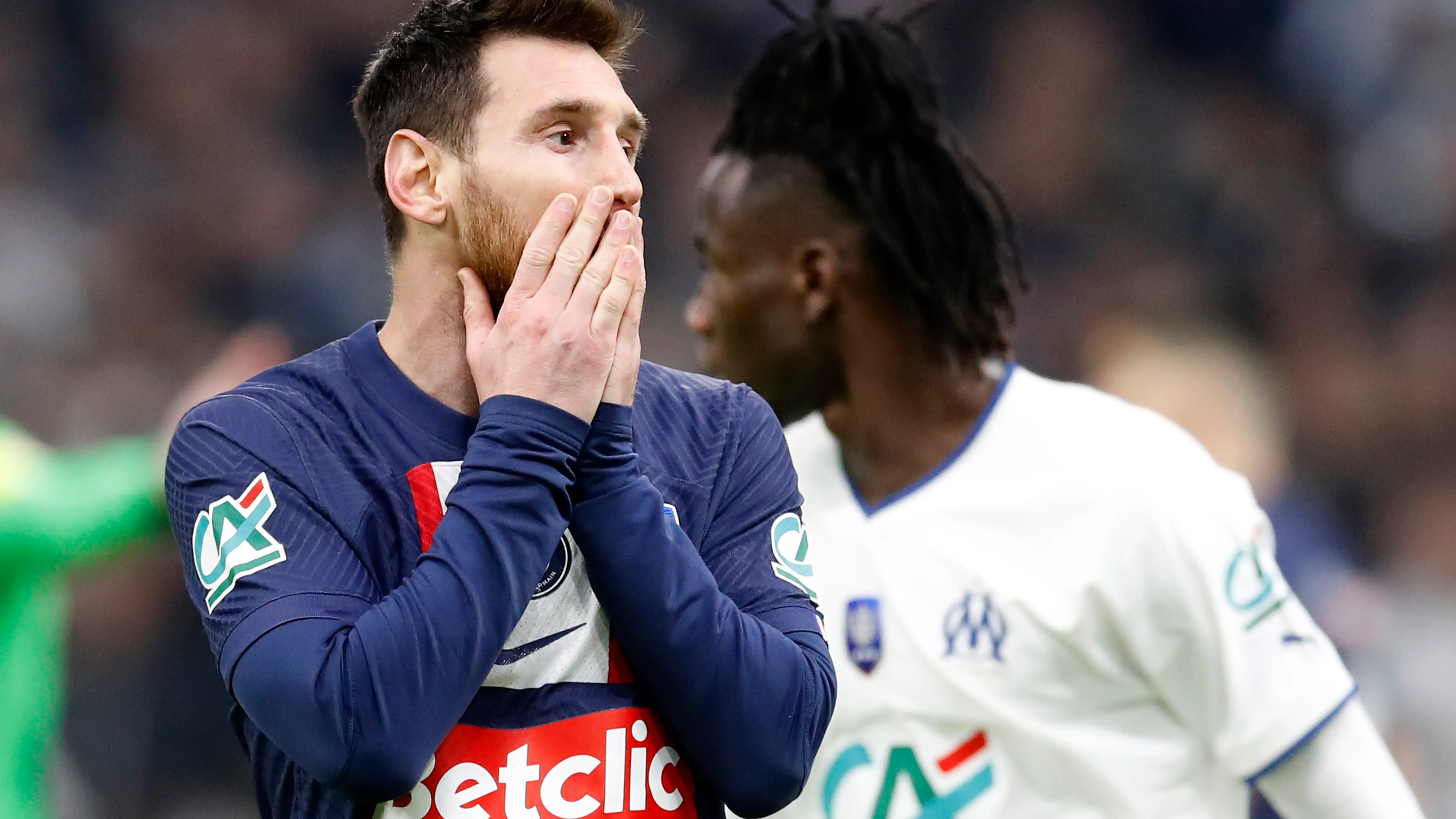 Leo Messi, durante el partido ante el Olympique de Marsella Leo Messi, durante el partido ante el Olympique de Marsella