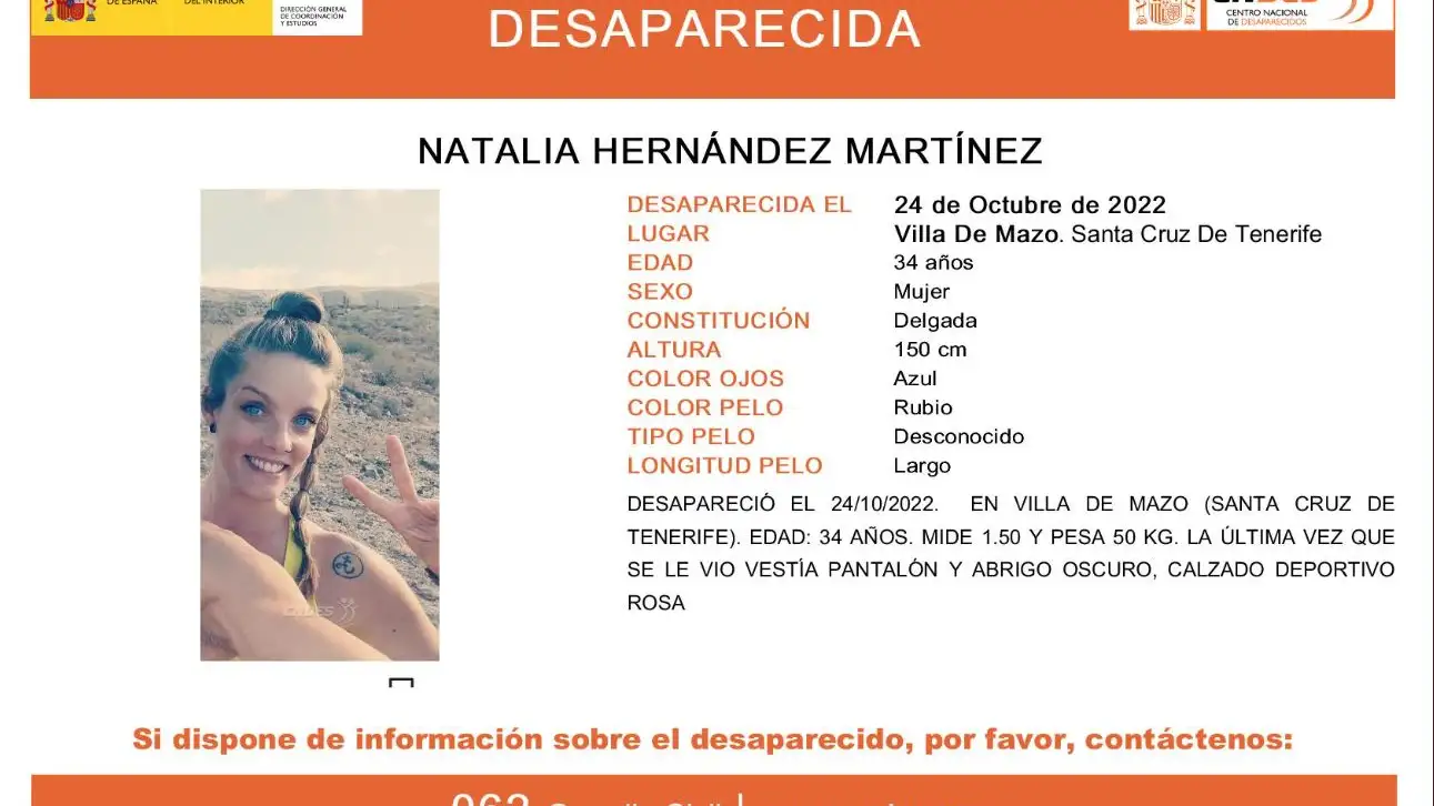 Natalia Hernández, desaparecida en La Palma Natalia Hernández, desaparecida en La Palma
