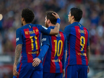 Neymar, Messi y Suárez en 2017