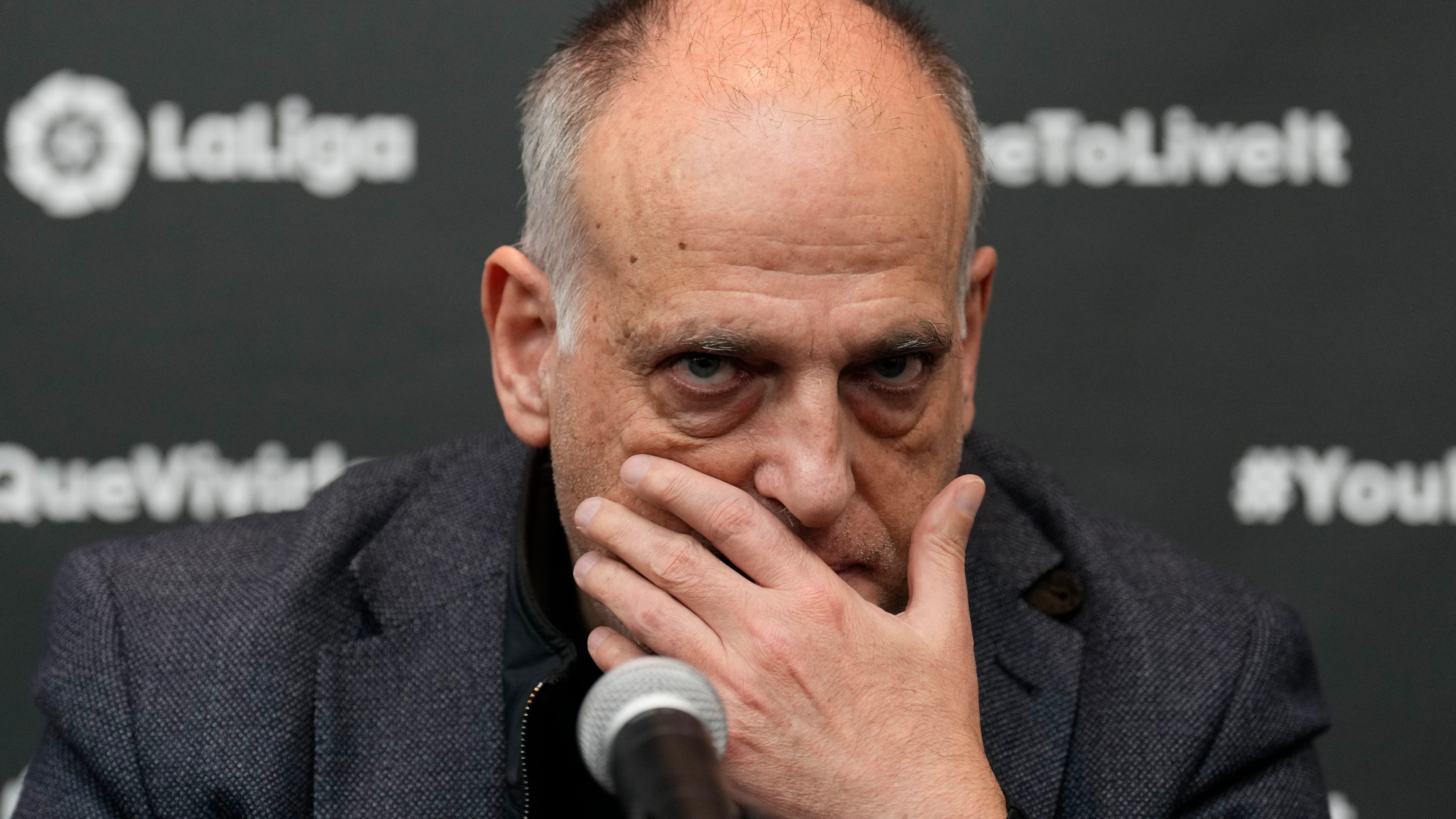 Javier Tebas, presidente de LaLiga, en la ciudad deportiva Dani Jarque en Barcelona