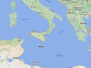 Imagen de Google Maps de la isla de Sicilia 