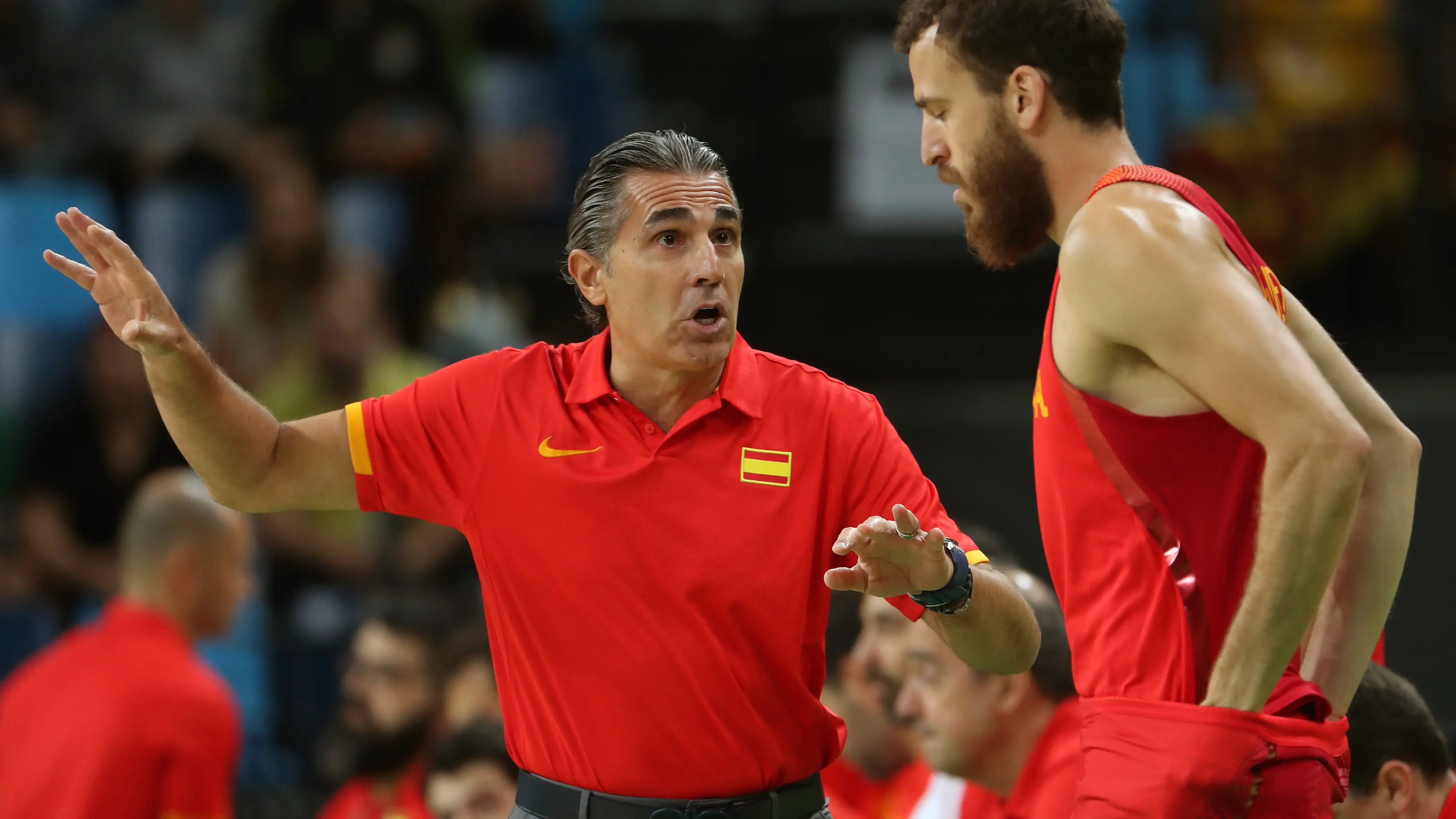 Scariolo y Sergio Rodríguez en un partido de los Juegos Olímpicos 2016 Scariolo y Sergio Rodríguez en un partido de los Juegos Olímpicos 2016