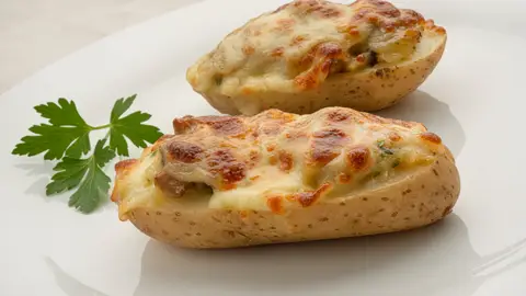 Patatas rellenas de champiñones al ajillo, una receta socorrida y divertida de Karlos Arguiñano Patatas rellenas de champiñones al ajillo, una receta socorrida y divertida de Karlos Arguiñano