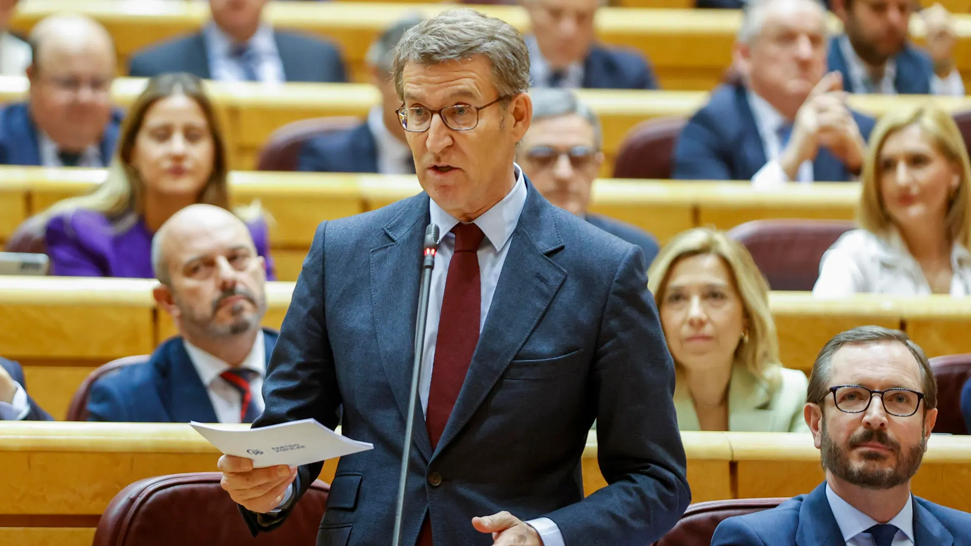 Alberto Núñez Feijóo, líder del PP, en el Senado Alberto Núñez Feijóo, líder del PP, en el Senado