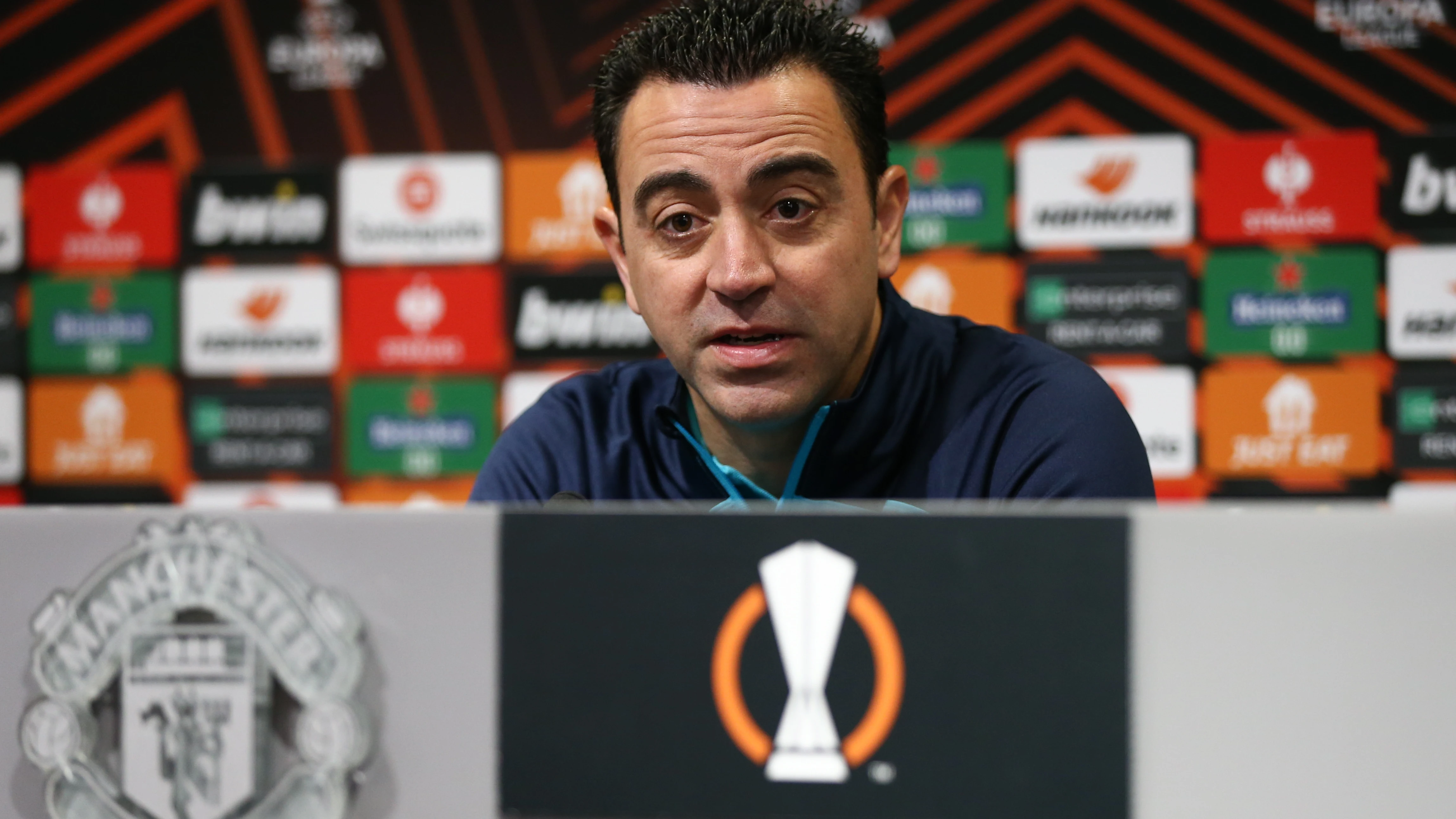 Xavi Hern&aacute;ndez en rueda de prensa previa al partido ante el Manchester United