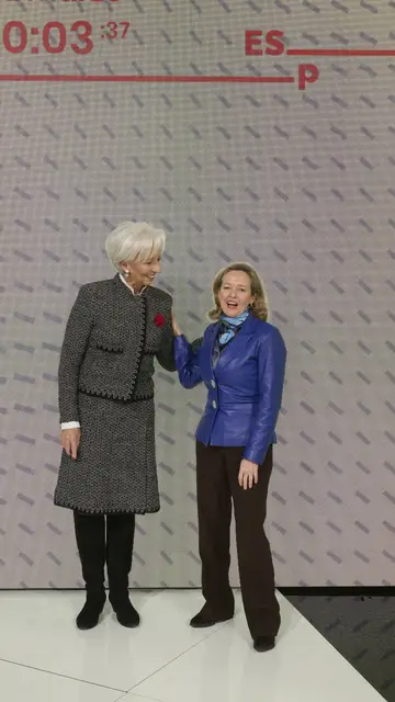 La Presidenta del Banco Central Europeo junto a Nadia Calviño