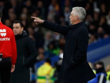 Carlo Ancelotti, durante el Clásico de Copa del Rey en el Santiago Bernabéu
