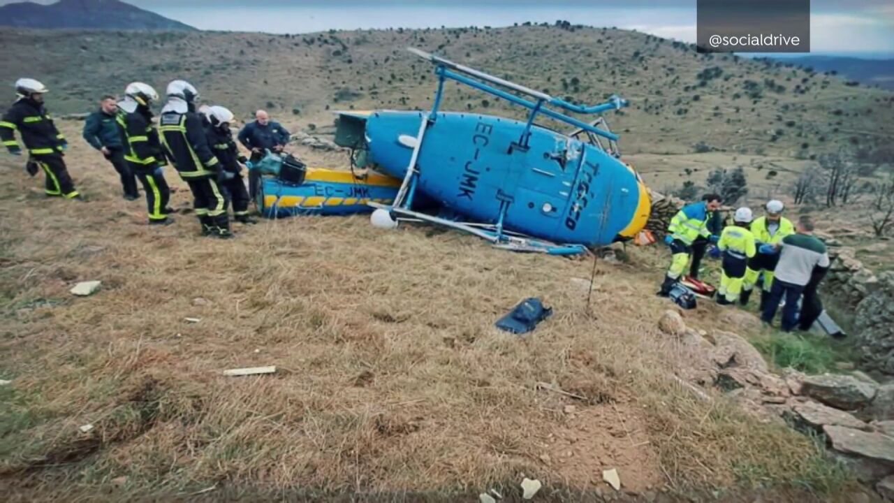 Se estrella un helicóptero de la DGT en Madrid y deja varios heridos leves