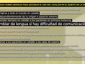 Decálogo para que los médicos atiendan solo en catalán