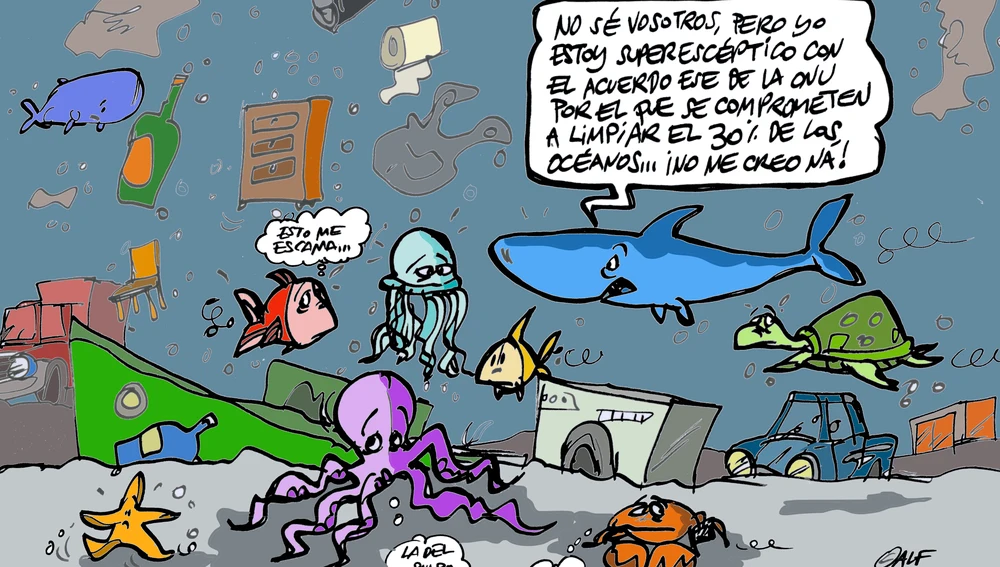 El acuerdo de la ONU para preservar los océanos, en la viñeta gráfica de Alfredo Boto-Hervás El acuerdo de la ONU para preservar los océanos, en la viñeta gráfica de Alfredo Boto-Hervás