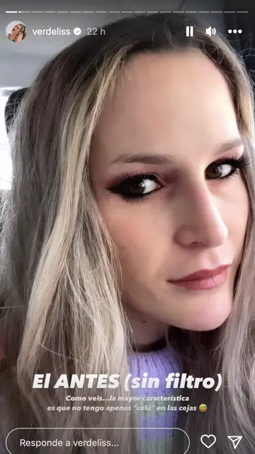 Verdeliss muestra el antes de sus cejas Verdeliss muestra el antes de sus cejas