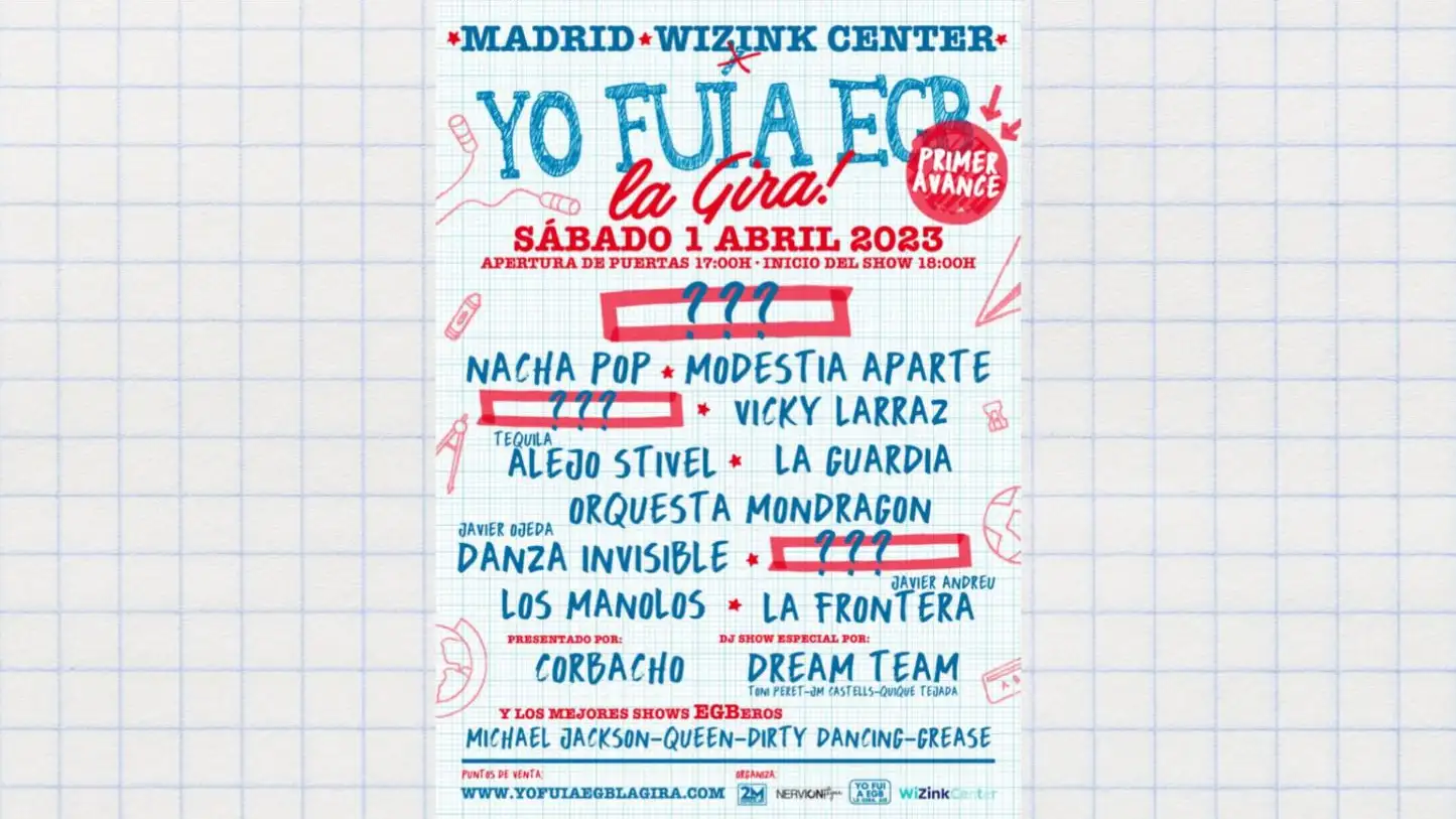 Cartel de la gira 'Yo fui a EGB' en Madrid