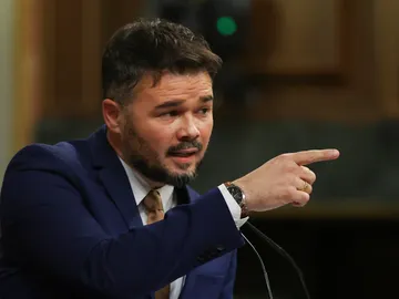 Gabriel Rufián, durante su intervención en el Congreso de los Diputados Gabriel Rufián, durante su intervención en el Congreso de los Diputados