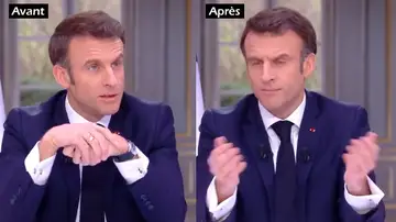Imagen de Macron con el reloj y sin el reloj tras quitárselo 'disimuladamente' Imagen de Macron con el reloj y sin el reloj tras quitárselo 'disimuladamente'