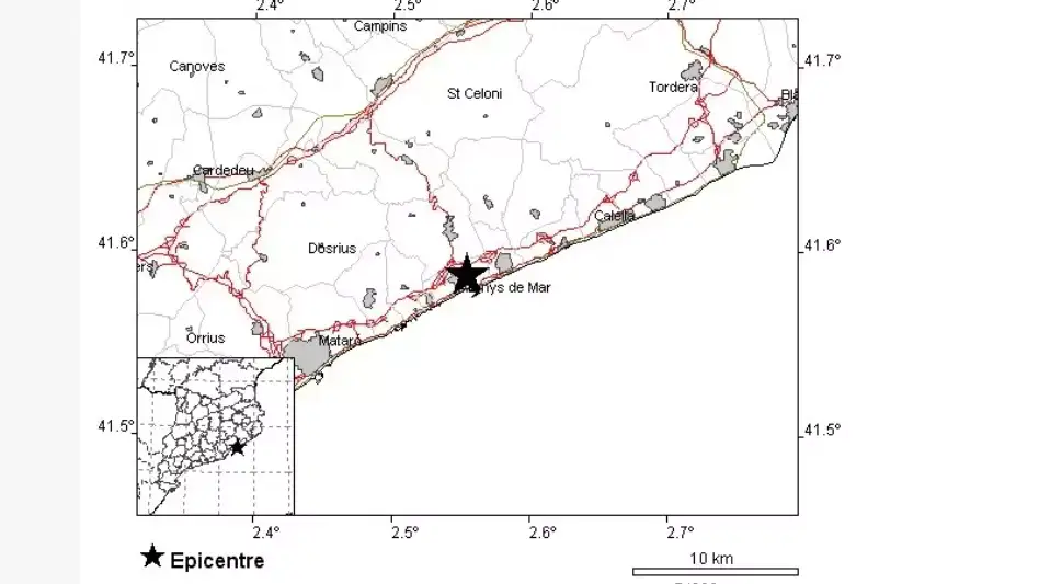 Imagen del terremoto de magnitud 2,7 en el Maresme Imagen del terremoto de magnitud 2,7 en el Maresme