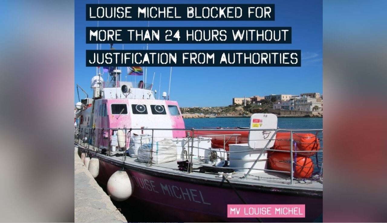 El 'Louise Michel', barco de rescate de migrantes en el Mediterráneo, atracado en puerto
