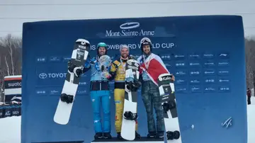 El podio final de la Copa del Mundo de snowboardcross