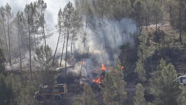 Varios bomberos trabajan en el incendio de Castellón Varios bomberos trabajan en el incendio de Castellón
