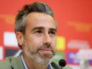 El seleccionador Jorge Vilda en rueda de prensa El seleccionador Jorge Vilda en rueda de prensa