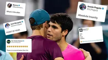 Publicación subida por el torneo de Miami y el ATP Tour por el brutal punto entre Alcaraz y Sinner Publicación subida por el torneo de Miami y el ATP Tour por el brutal punto entre Alcaraz y Sinner