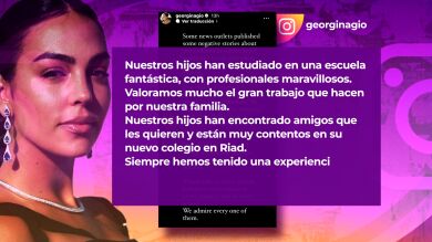 Georgina Rodríguez estalla contra los titulares polémicos sobre el comportamiento de sus hijos en el colegio