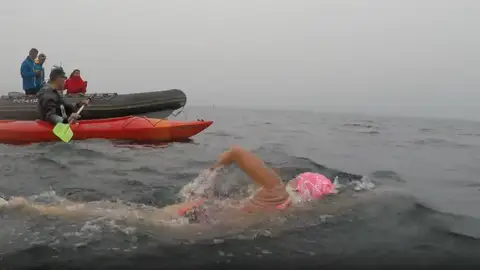 Tita Llorens, la primera europea en cruzar a nado el Río de la Plata