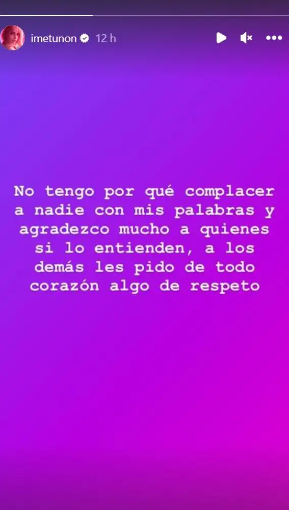 Imelda Garza responde a las críticas con este mensaje en Instagram Stories tras la muerte de su marido Julián Figueroa