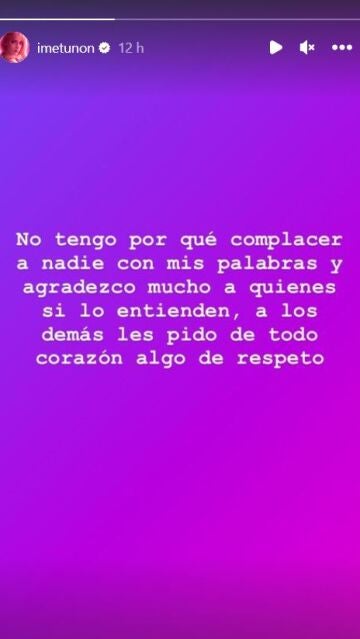 Imelda Garza responde a las críticas con este mensaje en Instagram Stories tras la muerte de su marido Julián Figueroa