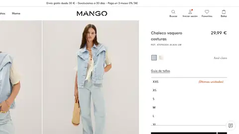 Chaleco vaquero costuras Chaleco vaquero costuras