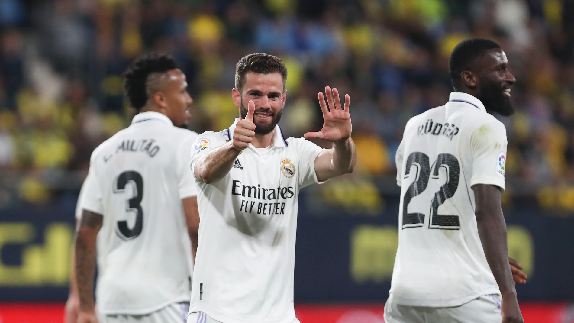 Nacho celebra el primer gol del partido ante el Cádiz (0-2)