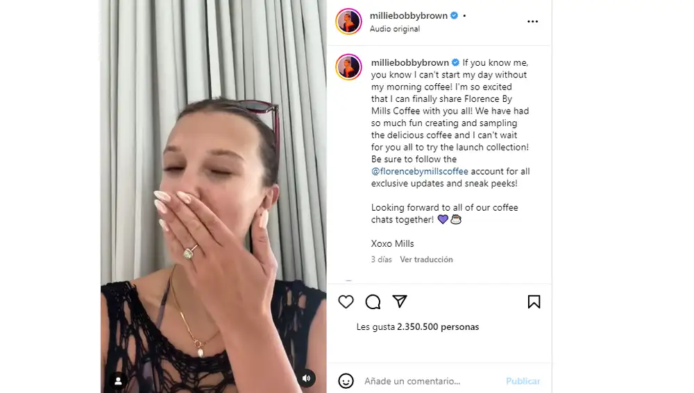 Millie Bobby Brown muestra su anillo de compromiso