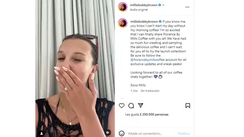 Millie Bobby Brown muestra su anillo de compromiso Millie Bobby Brown muestra su anillo de compromiso