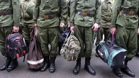 Imagen de archivo de varios reclutas rusos