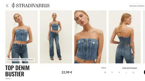 Top denim palabra de honor Top denim palabra de honor