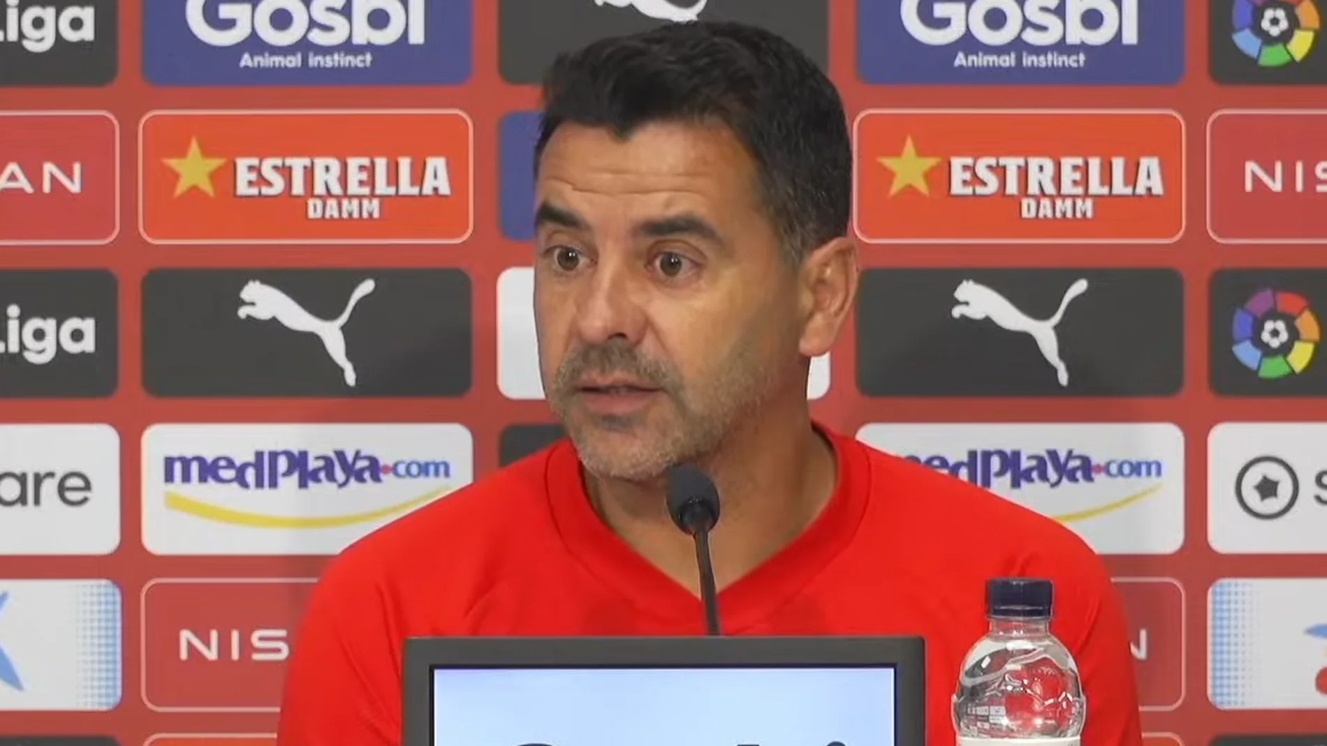 Míchel, durante la rueda de prensa del Girona previa al partido contra el Madrid