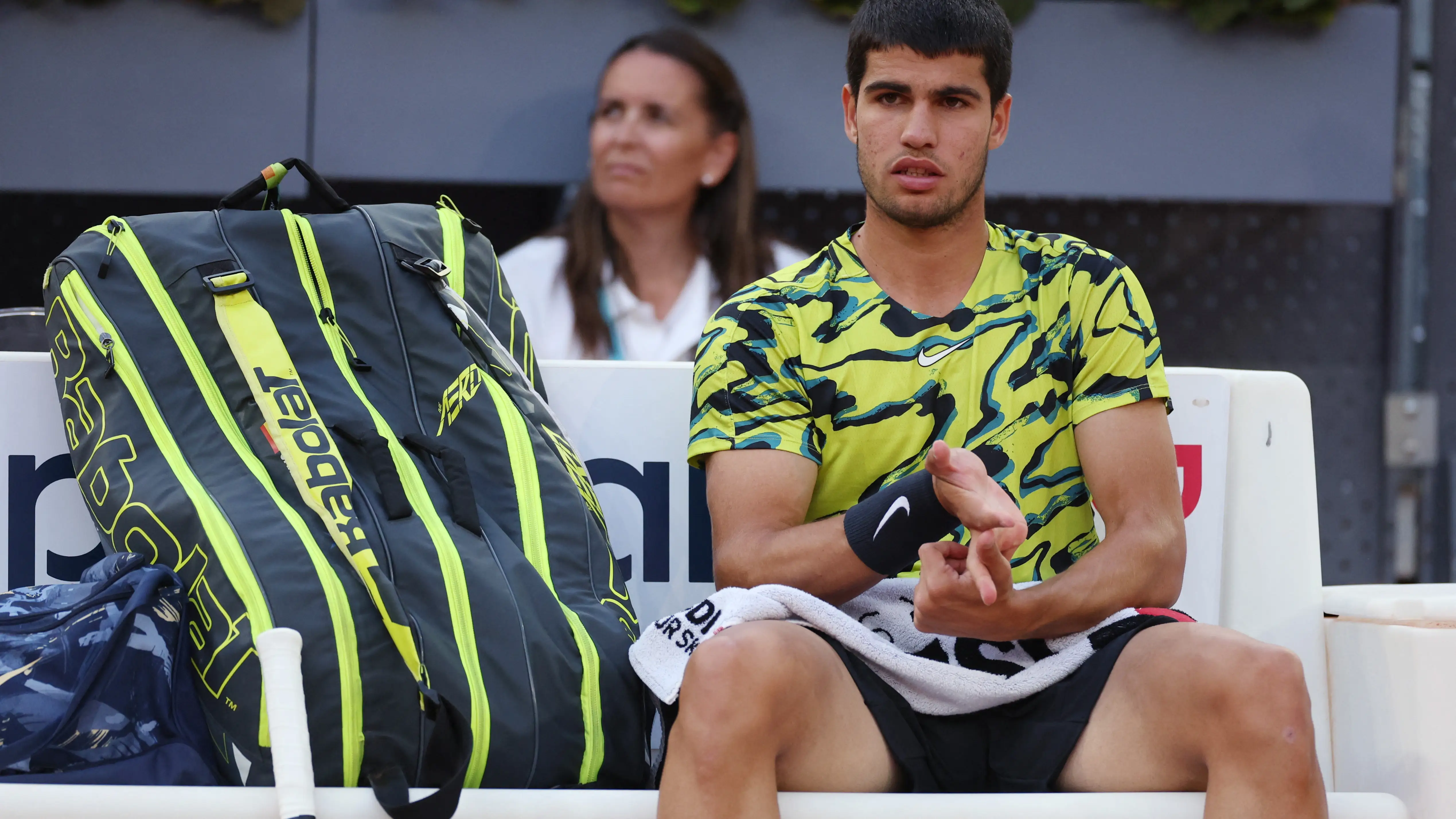 Carlos Alcaraz en un partido del Mutua Madrid Open Carlos Alcaraz en un partido del Mutua Madrid Open