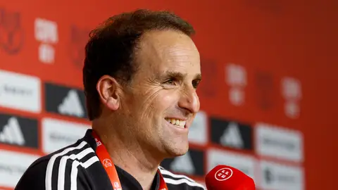 Jagoba Arrasate, en la rueda de prensa previa a la final de la Copa del Rey Jagoba Arrasate, en la rueda de prensa previa a la final de la Copa del Rey