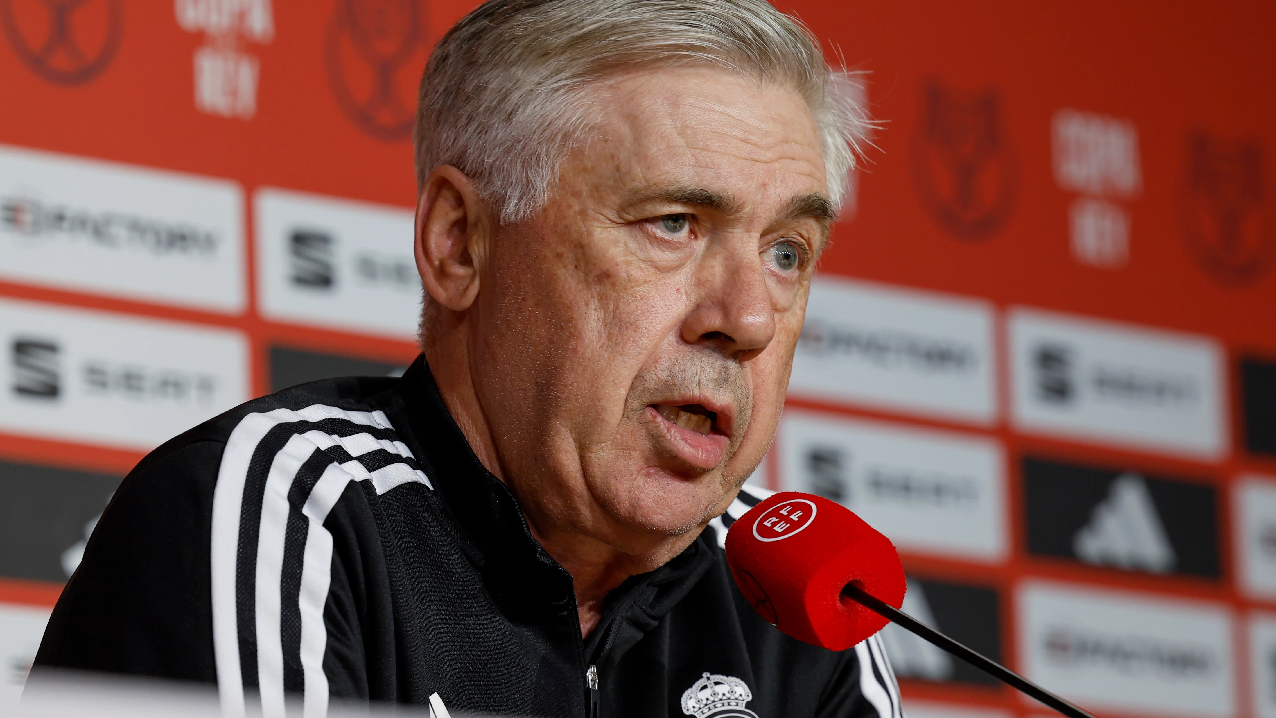 Carlo Ancelotti, en la rueda de prensa previa a la final de la Copa del Rey