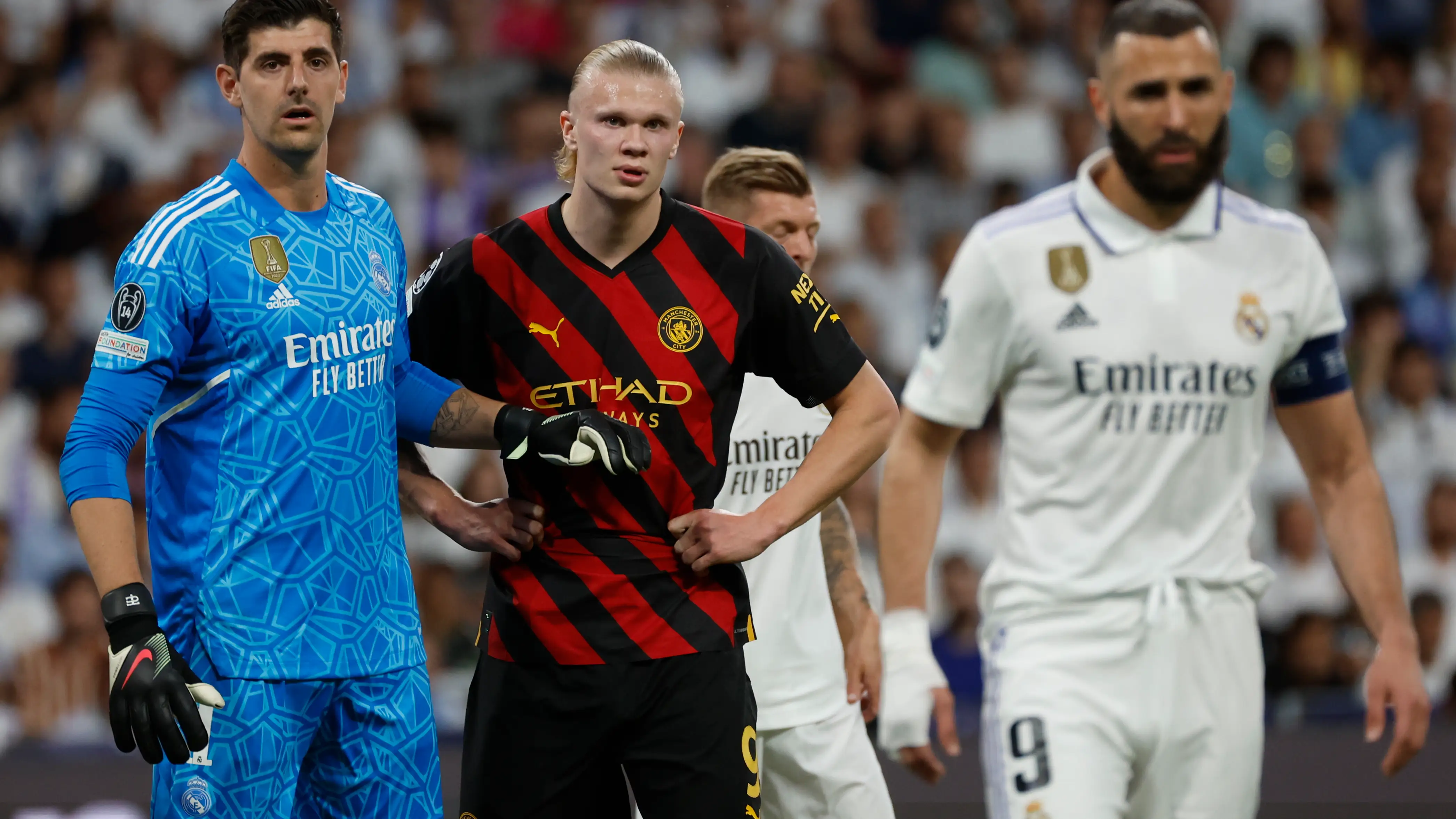 Erling Haaland, ante Courtois y Benzema