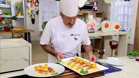 Salmonetes con espárragos frescos Karlos Arguiñano